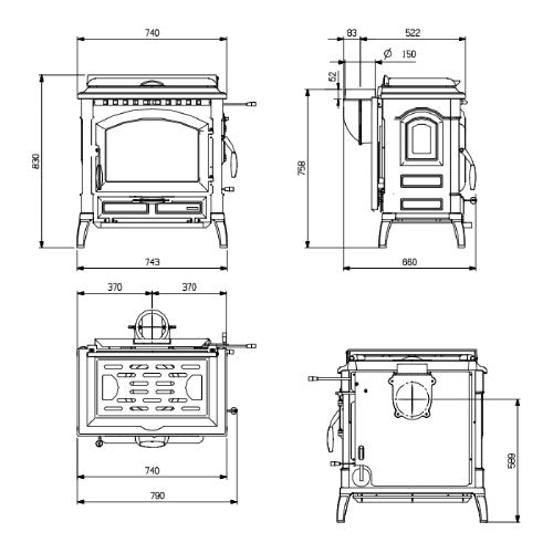 Kaminofen La Nordica Isotta con cerchi Evo 11,9 kW - Brennholz