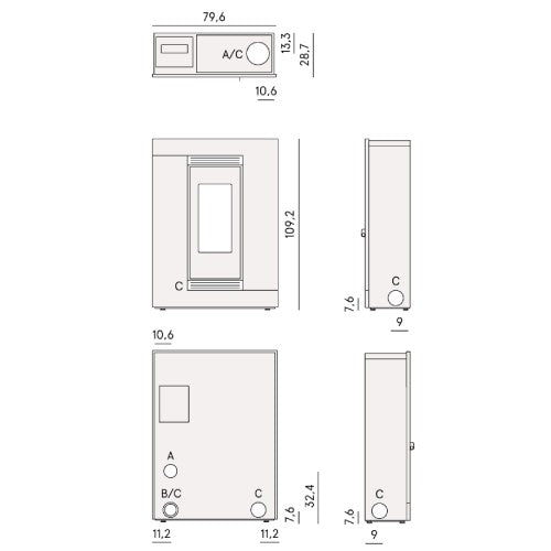 Pelletofen Cadel Luce Plus 9 | 8,5 kW - Brennholz